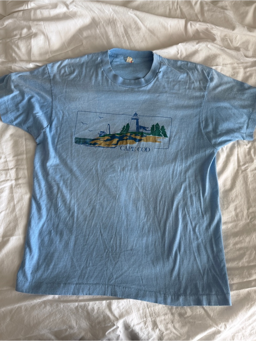 Vintage Light Blue Cape Cod Lighthouse Graphic Tee